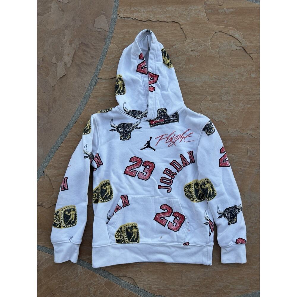 Jordan Boys Red and White Hoodie Size: M Limited Edition
